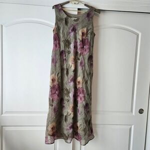 Vintage Dress Womens 18 Green Purple Floral Y2K Maxi Forest Fairy Jessica Howard